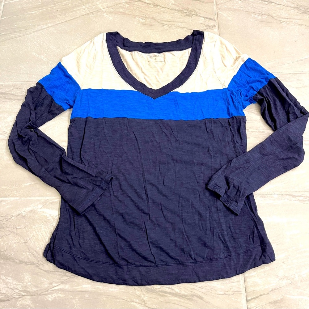 2/$20 Express Color Block Stripe Vneck
